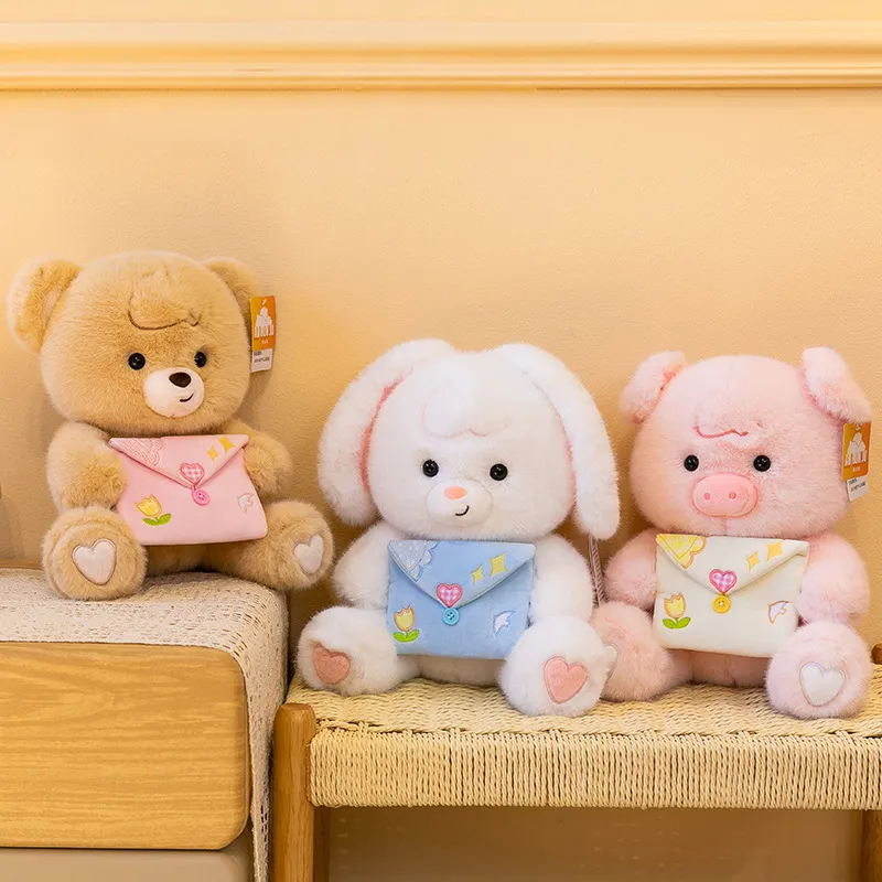 Love Letter Envelope Bear Plush Toy – Soft Huggable Stuffed Animal, Cute Mail Bear Sleeping Companion & Birthday Gift for Girls